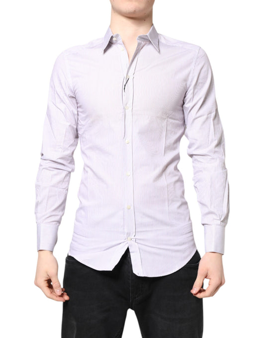 White Striped Cotton GOLD Long Sleeves Shirt