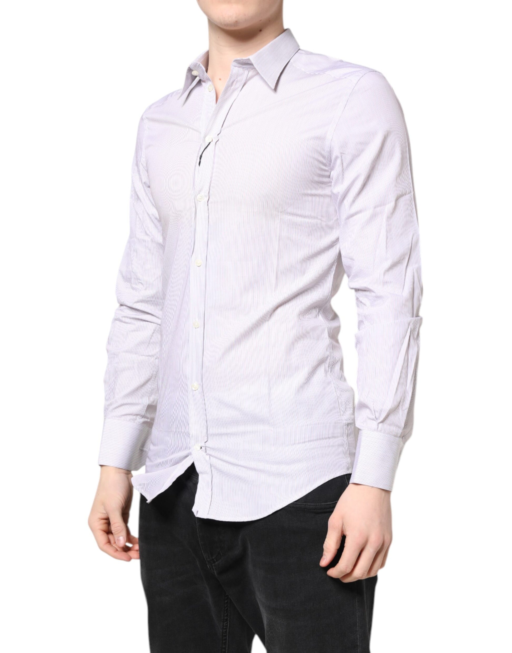 White Striped Cotton GOLD Long Sleeves Shirt