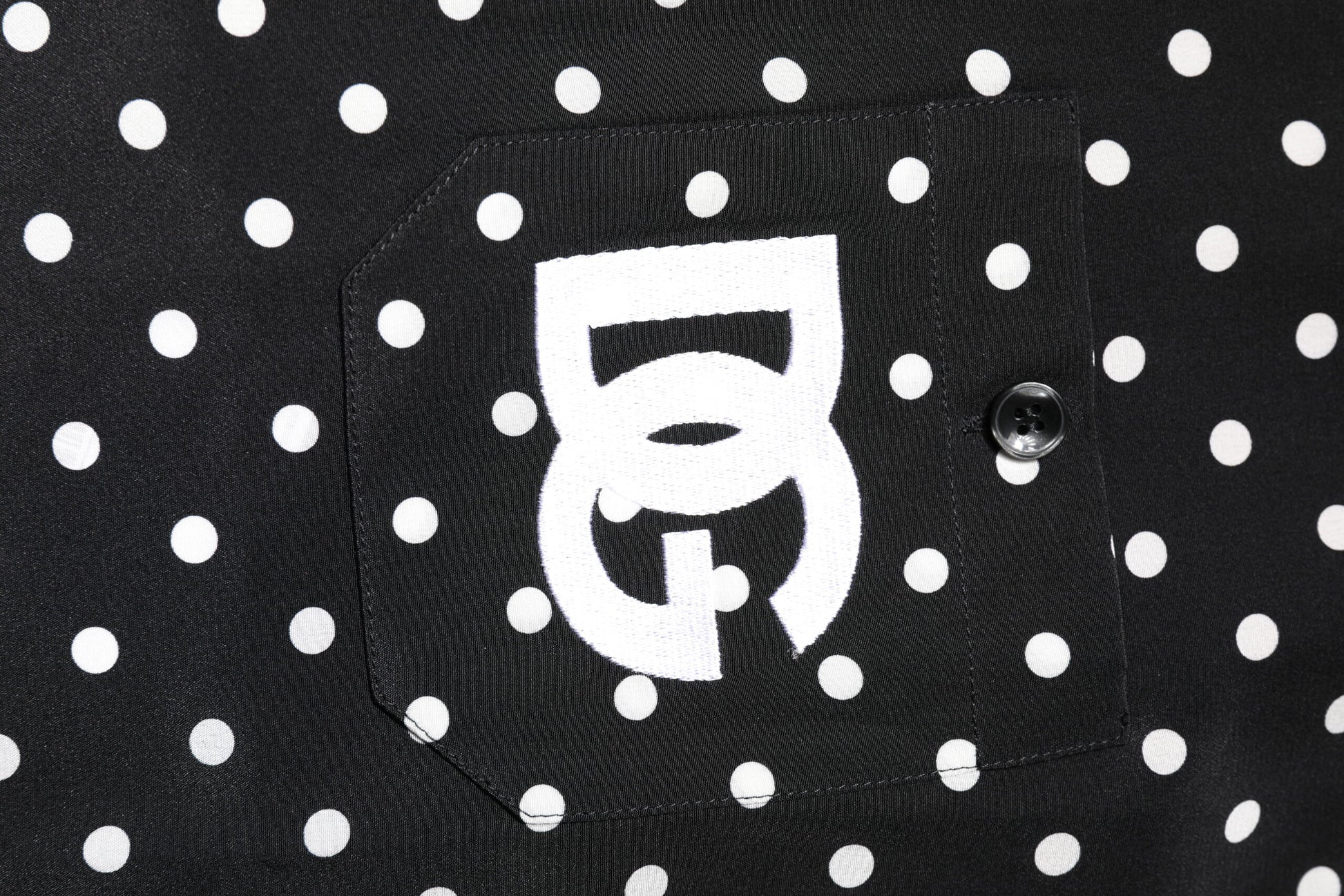 Black Polka Dot Short Sleeves Casual Shirt