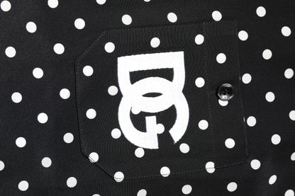 Black Polka Dot Short Sleeves Casual Shirt