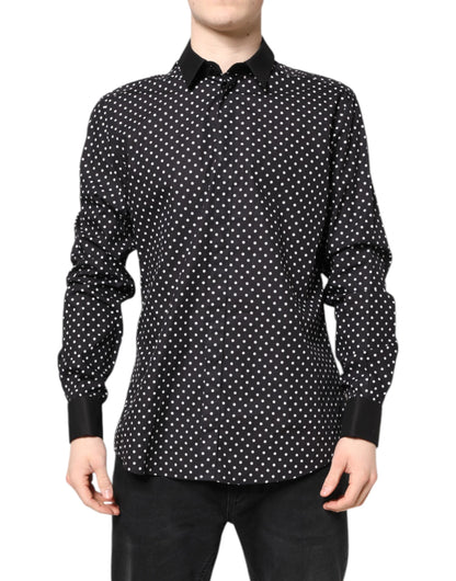 Black Polka Dot Cotton Formal Dress Shirt