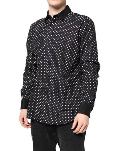 Black Polka Dot Cotton Formal Dress Shirt