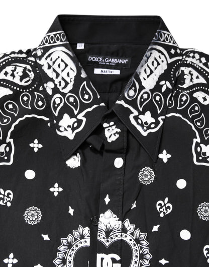 Black White Bandana MARTINI Men Dress Shirt