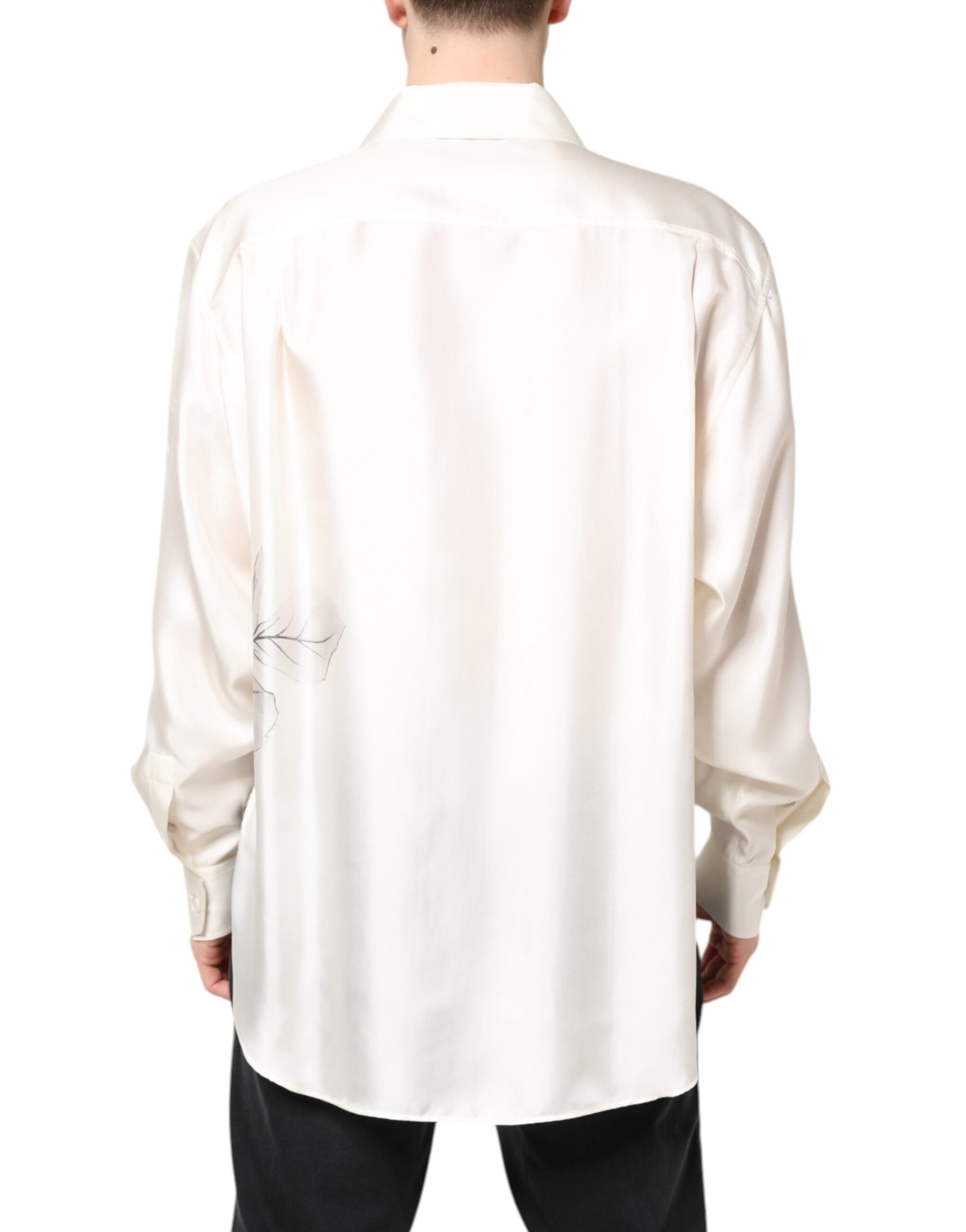 Ivory Silk Long Sleeves Men Casual Shirt