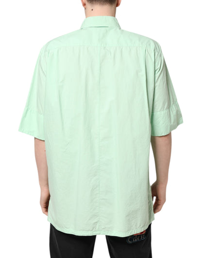 Green Cotton Short Sleeves Men Casual Shirt