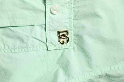 Green Cotton Short Sleeves Men Casual Shirt