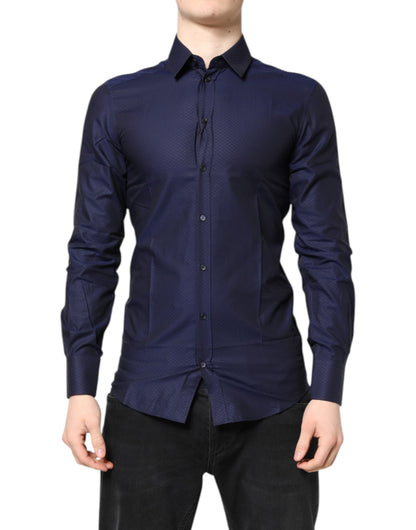 Blue GOLD Cotton Long Sleeves Men Dress Shirt
