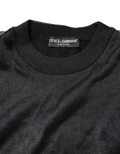 Black Logo Knitted Crewneck Pullover Sweater