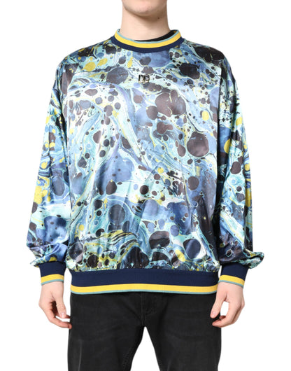 Multicolor Marble Print Men Pullover Sweater