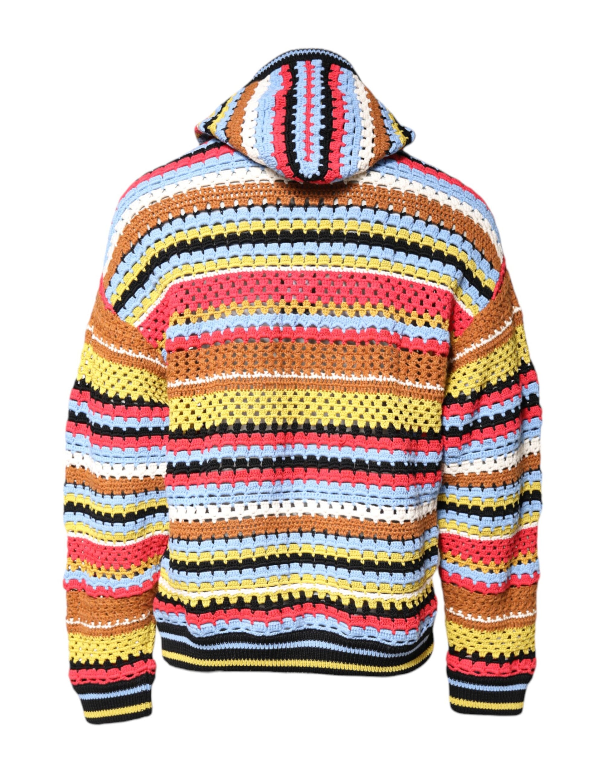 Multicolor Cotton Hooded Pullover Sweater