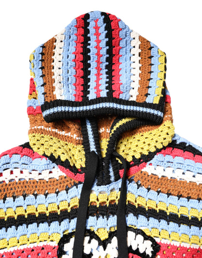 Multicolor Cotton Hooded Pullover Sweater