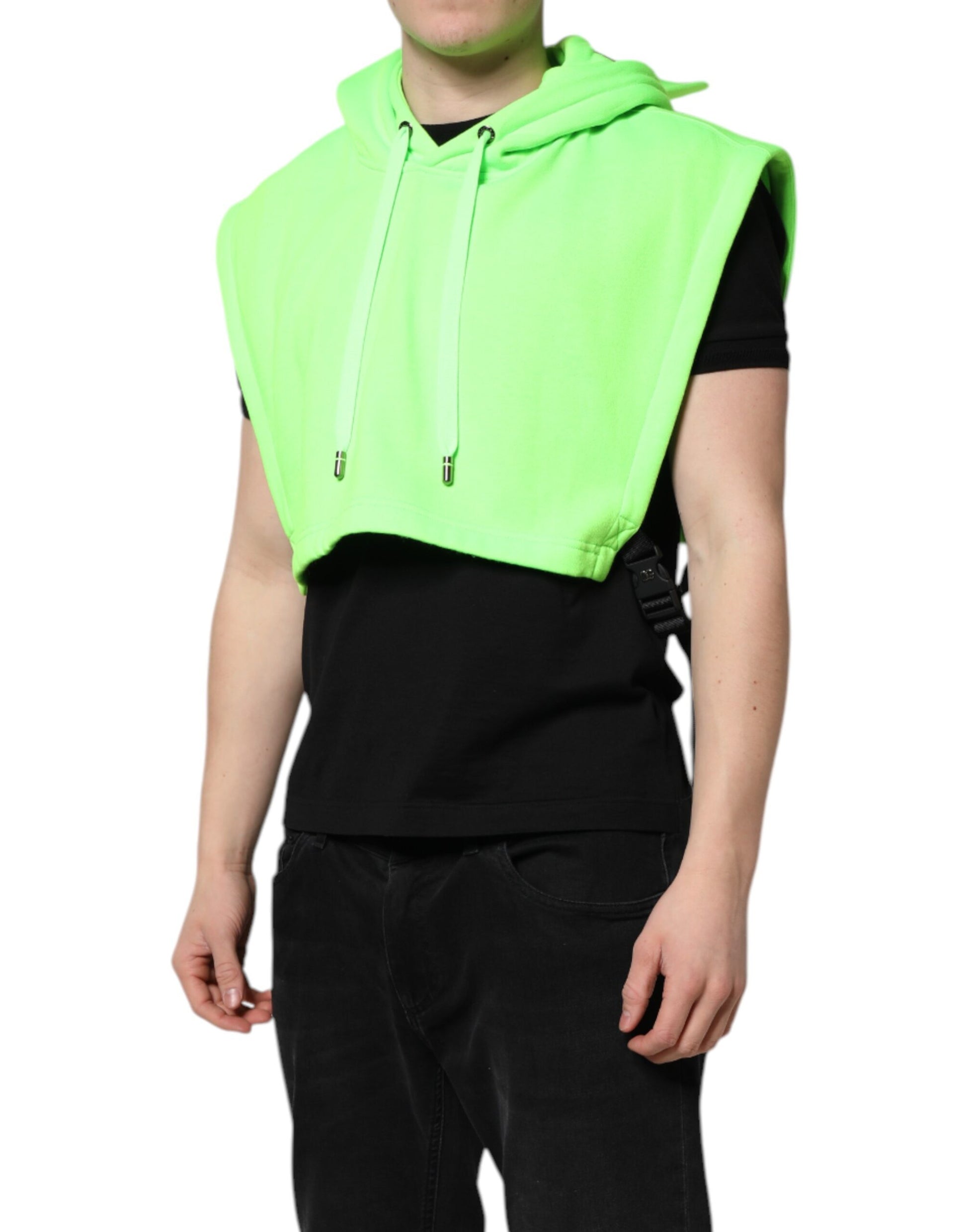 Green Polyester Hooded Sportswear Vest Sweater