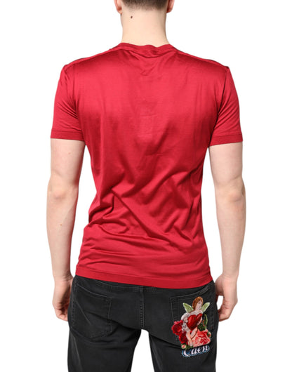 Red Silk DG Crown Logo Short Sleeve T-shirt