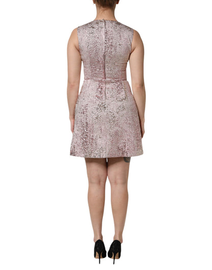 Pink Jacquard Sleeveless Sheath Mini Dress