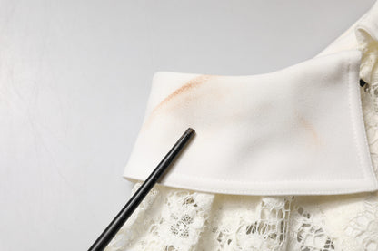 White Floral Lace Long Sleeves Shift Dress