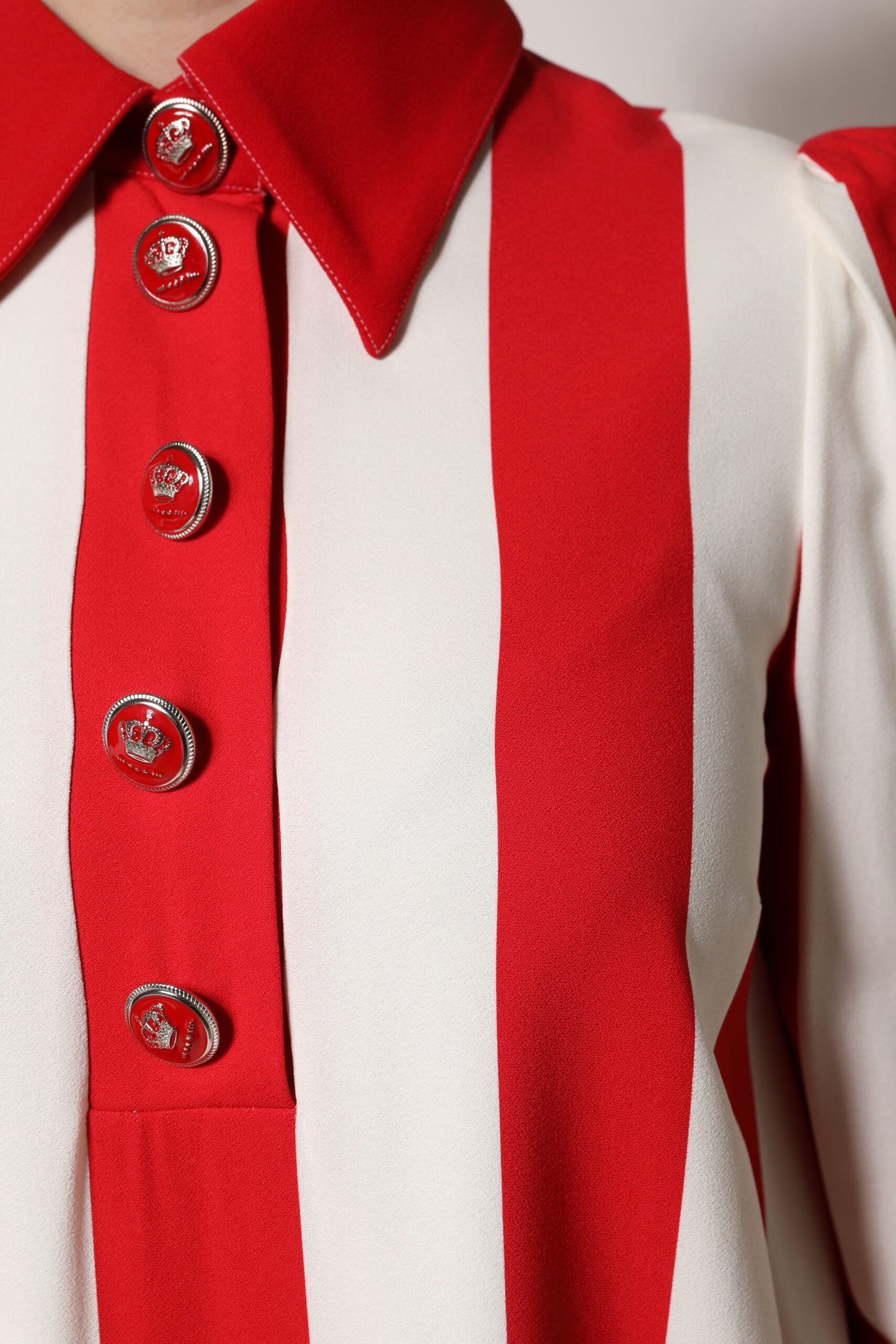 White Red Stripes Long Sleeves Mini Dress