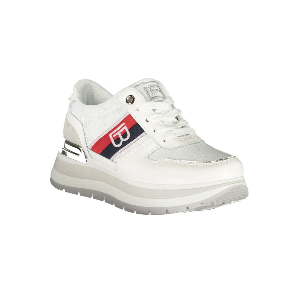 White Polyester Women Sneaker