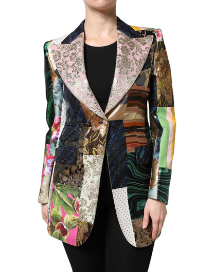 Multicolor Floral Patchwork Jacquard Jacket
