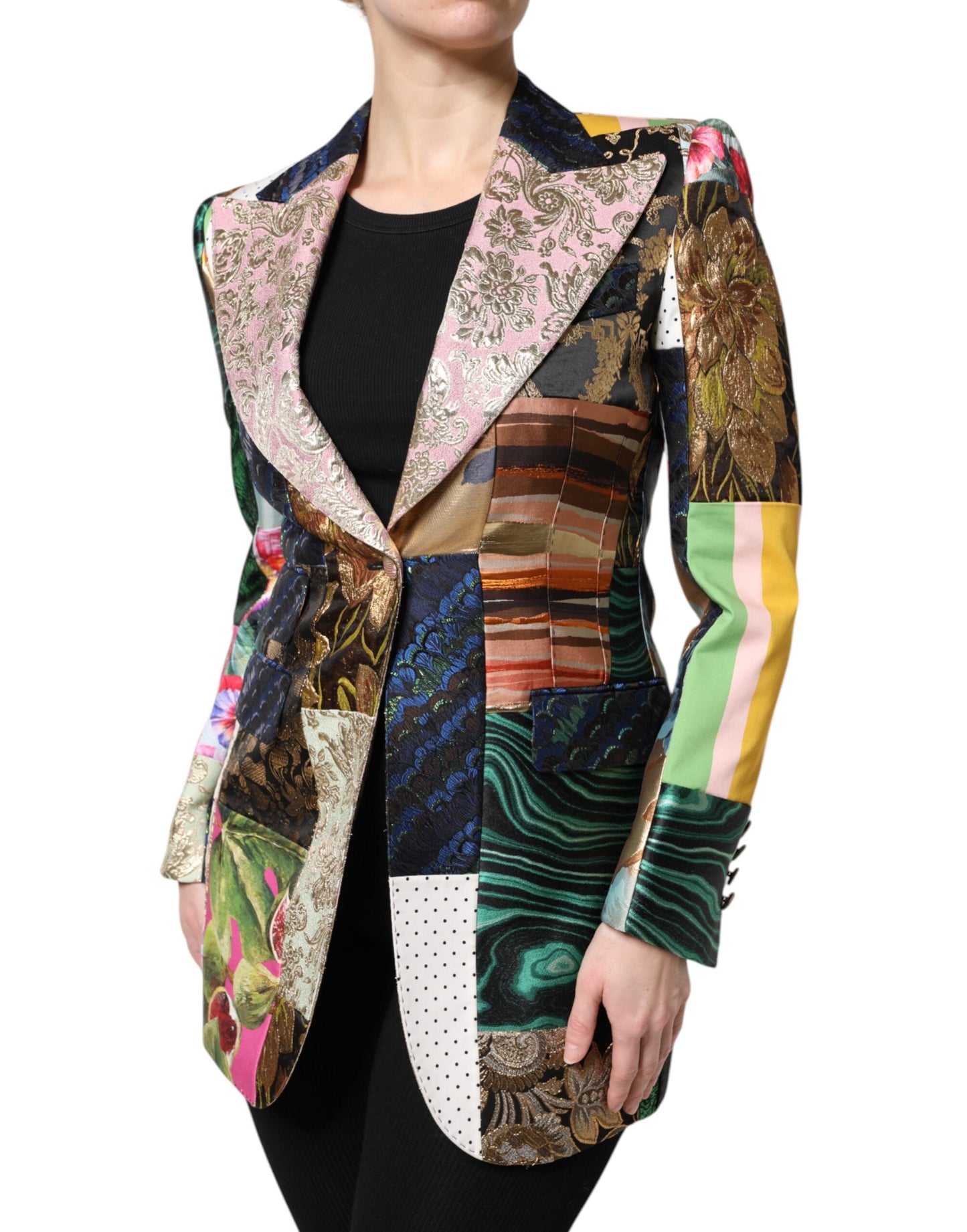Multicolor Floral Patchwork Jacquard Jacket
