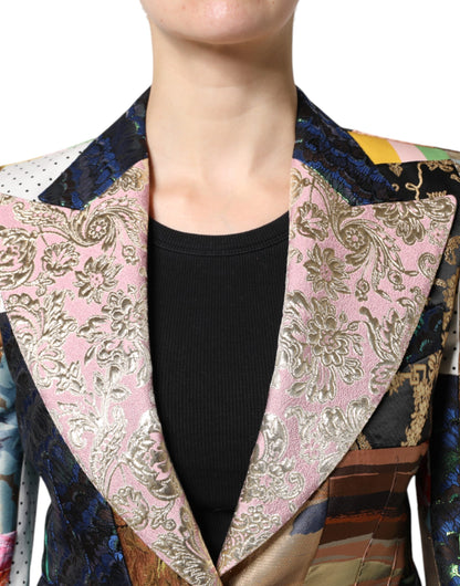 Multicolor Floral Patchwork Jacquard Jacket