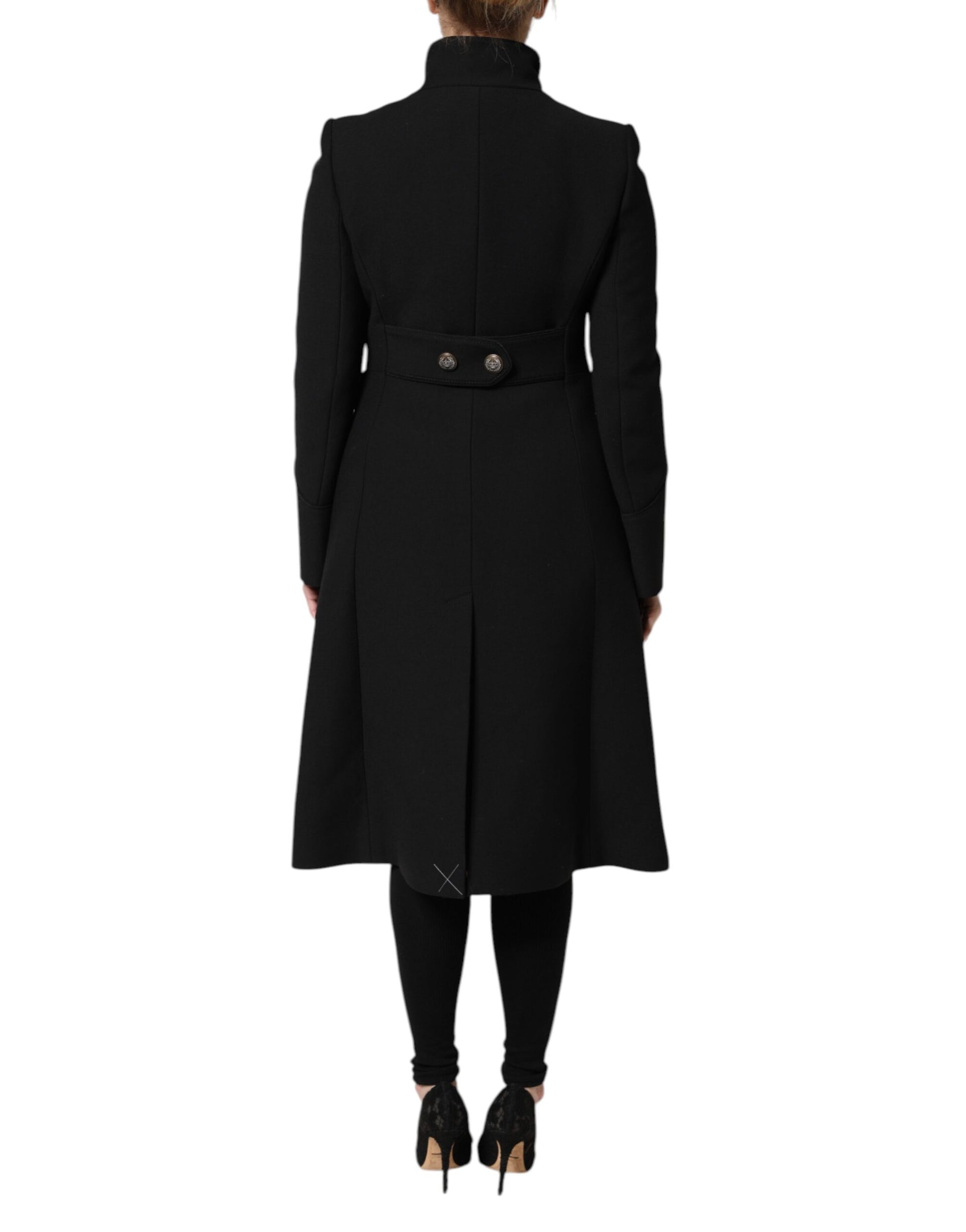 Black Wool Single Breasted Trench Coat Jacket