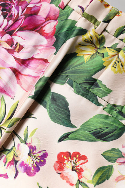 Multicolor Floral High Waist Straight Pants