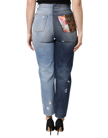 Multicolor Patchwork High Waist Denim Jeans