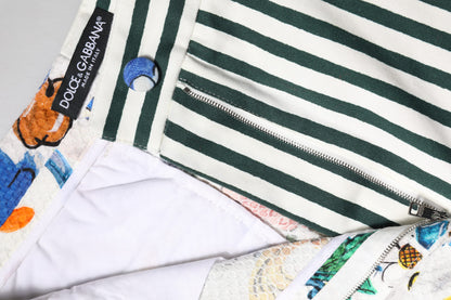 Multicolor Majolica Print High Waist Shorts