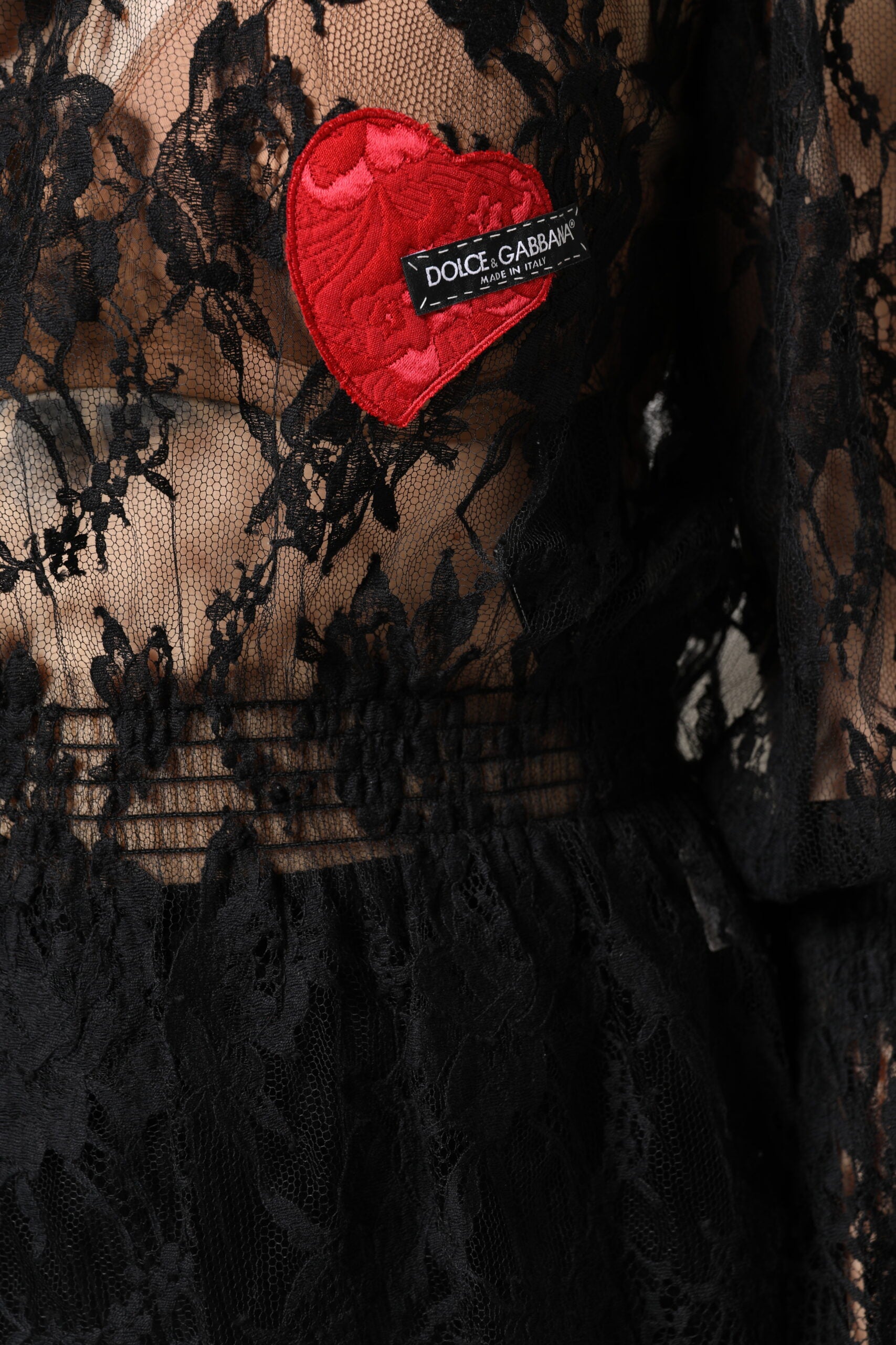 Black Cotton Floral Lace Women Blouse Top