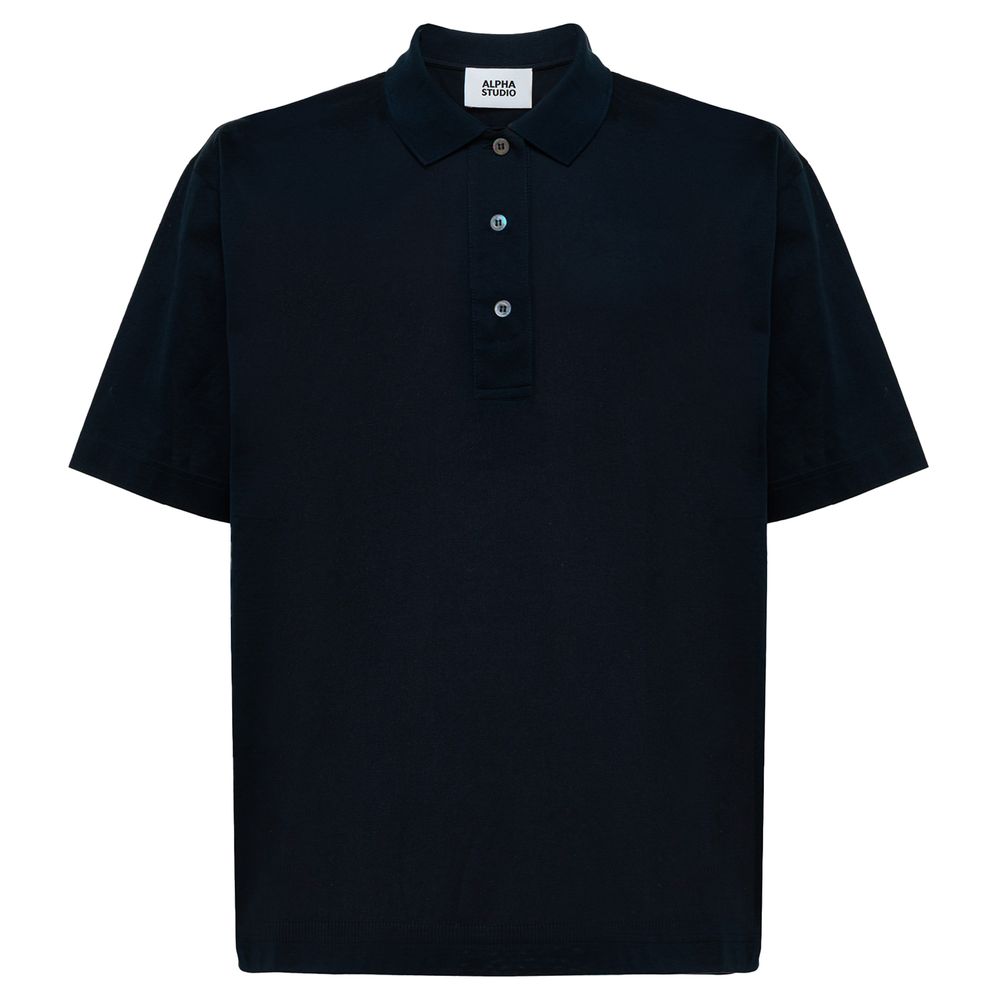 Blue Cotton Polo Shirt