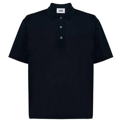 Blue Cotton Polo Shirt