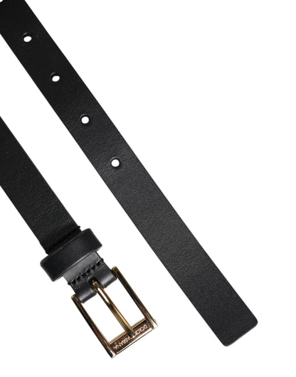Black Classic Gold Metal Logo Buckle Belt