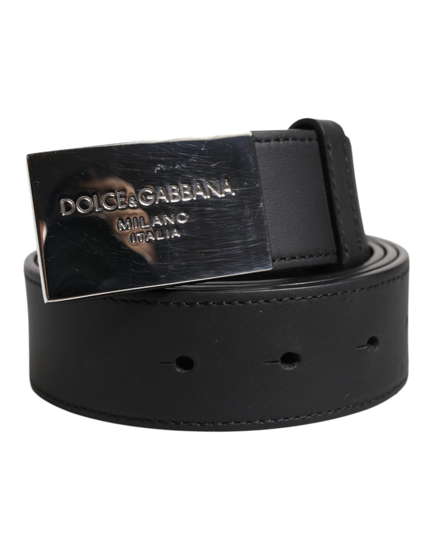 Black Classic Silver Metal Logo Buckle Belt