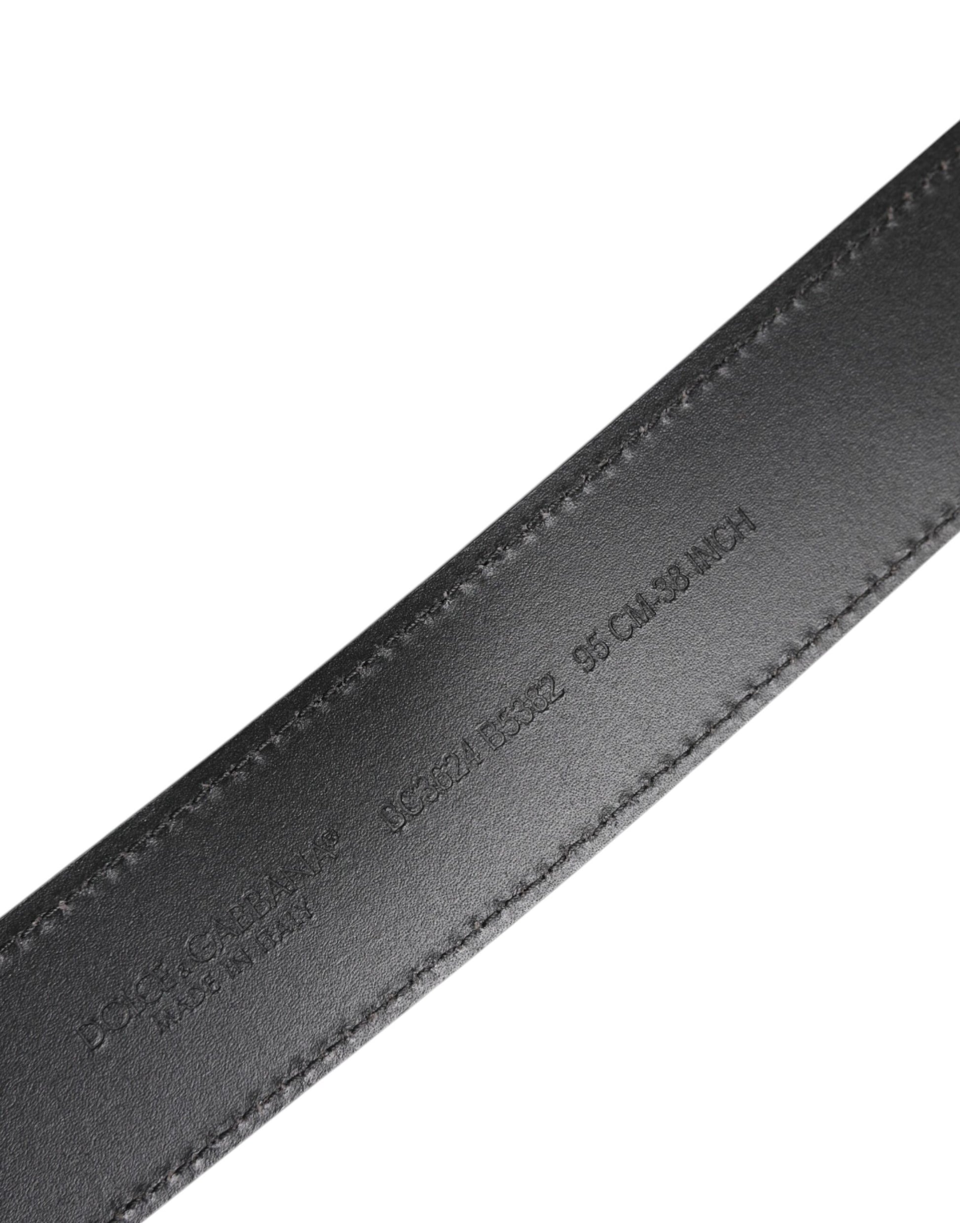 Black Classic Silver Metal Logo Buckle Belt