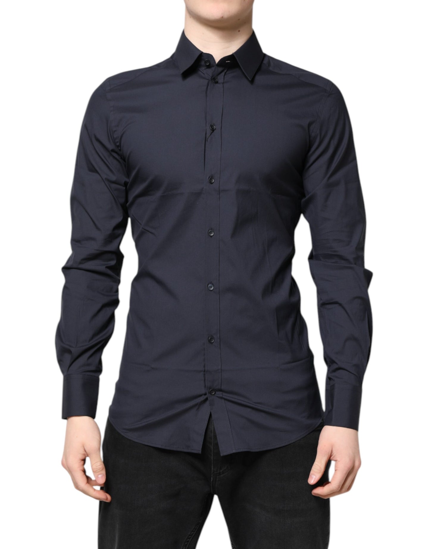 Dark Blue GOLD Cotton Dress Formal Shirt