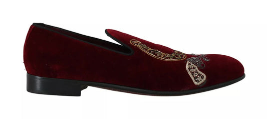 Bordeaux Velvet Sequined Men's Loafers