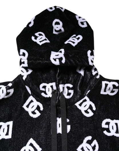 Black DG Cotton Hooded Sleeveless Sweater