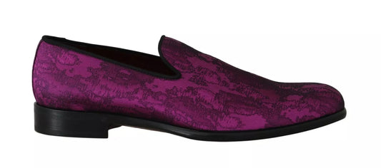 Elegant Silk-Wool Blend Loafers in Purple
