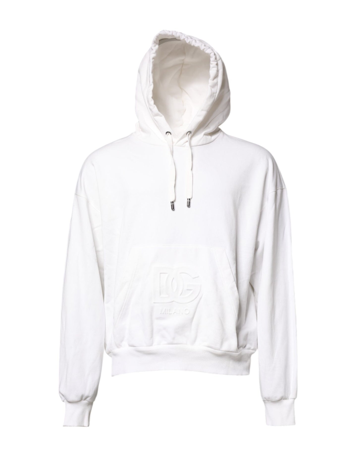 White Embossed Logo Hooded Sweatshirt Sweater