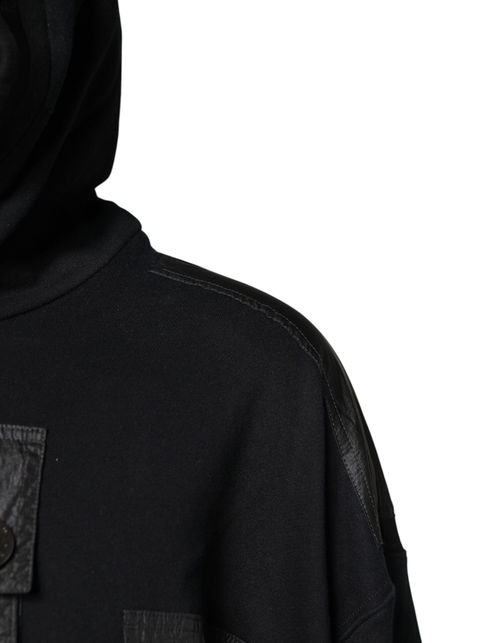 Black Cotton Hooded Sweatshirt Sweater