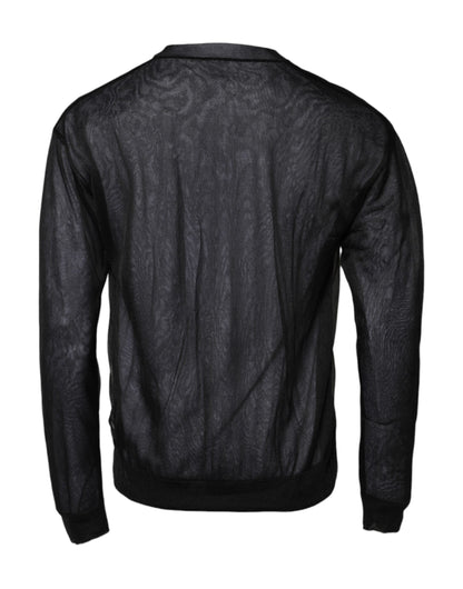 Black White Logo Knitted Pullover Sweater