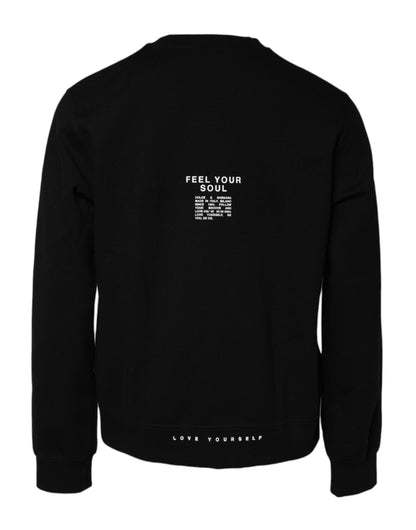 Black Cotton Logo Knitted Pullover Sweater