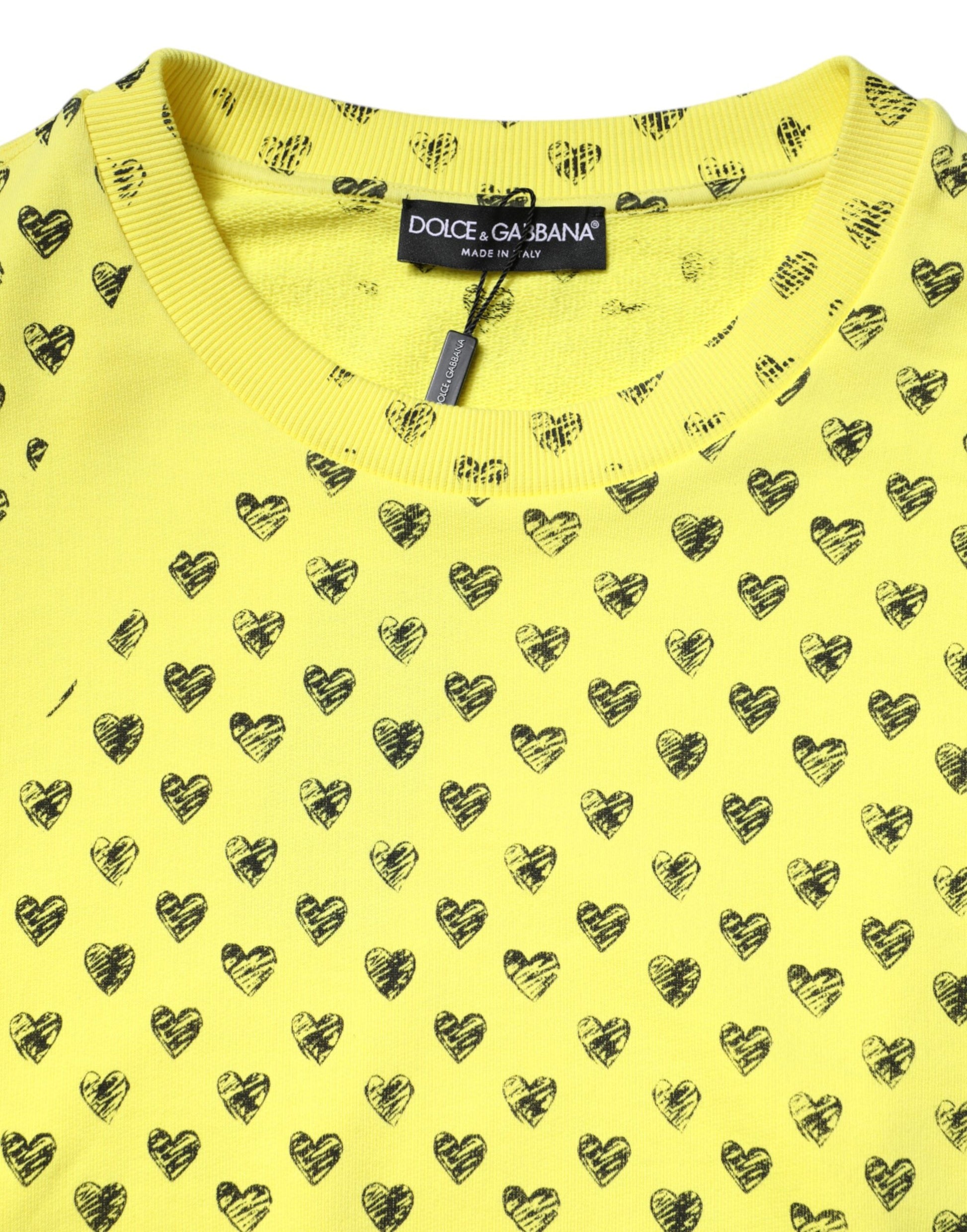 Yellow Heart Crew Neck Men Pullover Sweater