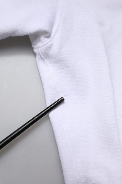 White Logo Cotton Crew Neck Pullover Sweater