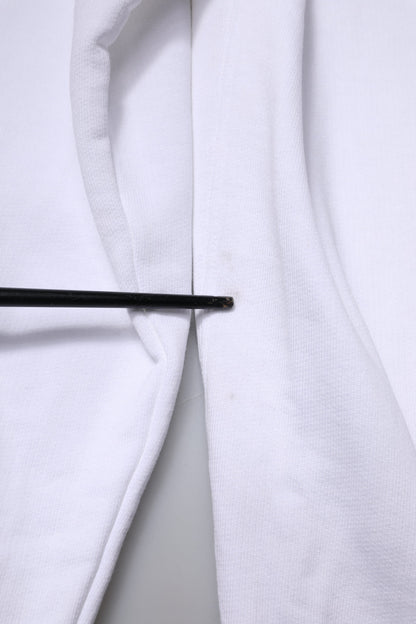 White Logo Cotton Crew Neck Pullover Sweater