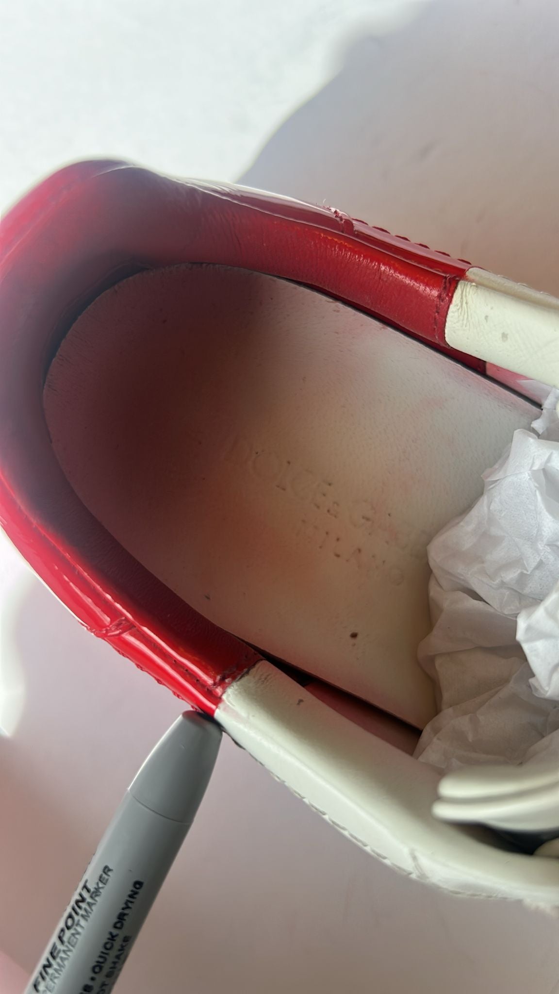 White Red Logo Portofino Sneakers Shoes