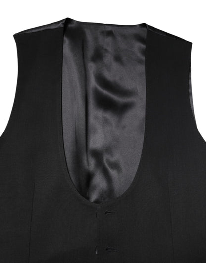 Black Wool Waistcoat Dress Formal Vest