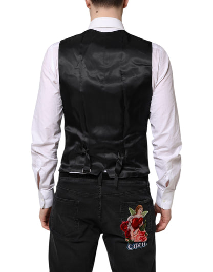 Black Wool Waistcoat Dress Formal Vest
