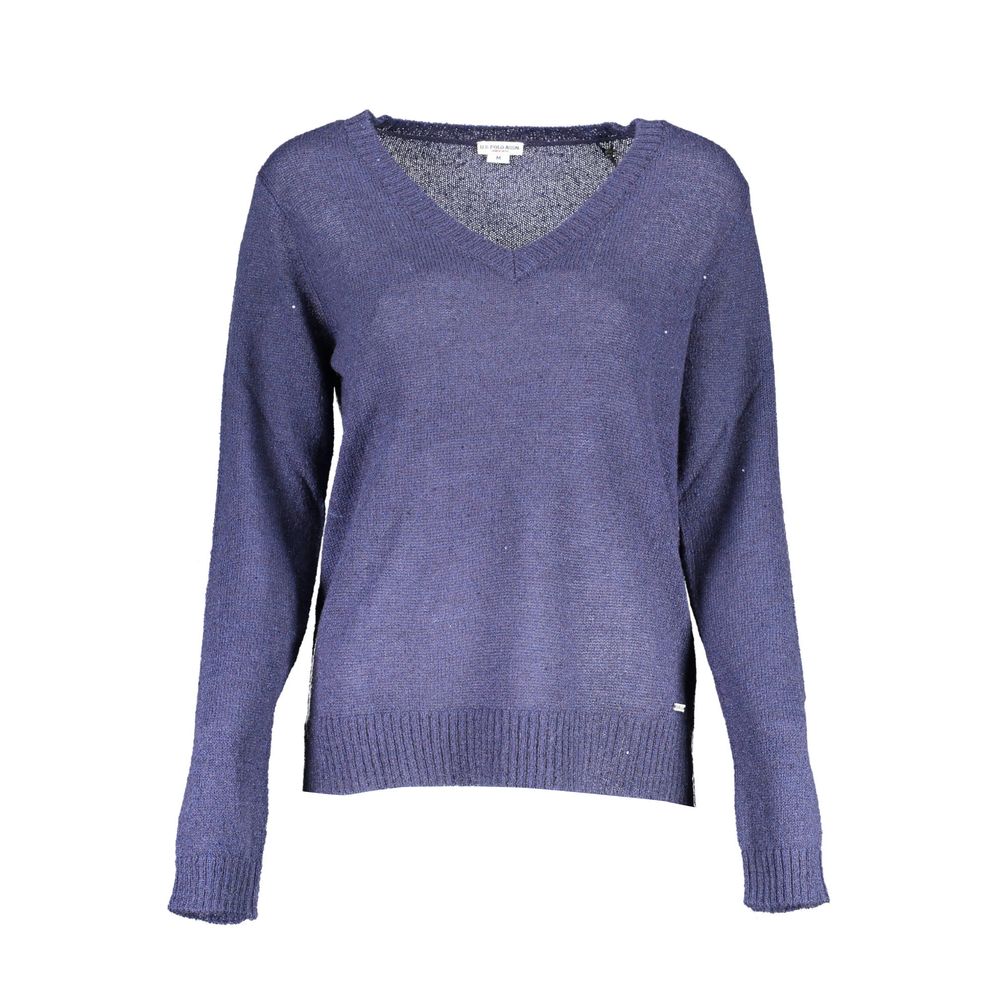 Blue Acrylic Women Sweater