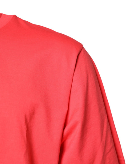 Red Cotton Lettering Print Crew Neck T-shirt